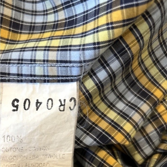 Ermenegildo Zegna Dress Shirt Size Large Blue Yellow Check Long Sleeve Luxury - Picture 5 of 5